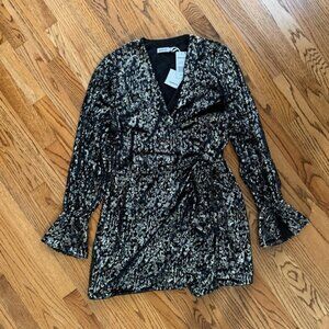 NWT Simkhai Black and Gold Wrap Dress